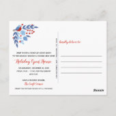 Festive Blue and Red Holiday Open House Briefkaart (Achterkant)