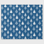 Festive Blue and White Christmas Tree Pattern Cadeaupapier (Vlak)