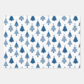 Festive Blue and White Christmas Tree Pattern Inpakpapier Vel (Voorkant 2)