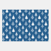 Festive Blue and White Christmas Tree Pattern Inpakpapier Vel (Voorkant)