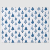Festive Blue and White Christmas Tree Pattern Tissuepapier (Voorkant)