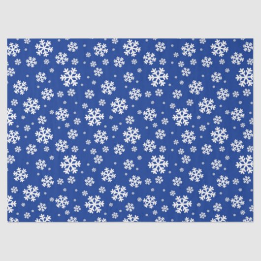 Festive Blue and White Winter Snowflakes Pattern Tissuepapier (Voorkant)
