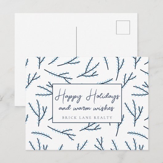 Festive Blue Business Prettige feestdagen (Voorkant / Achterkant)