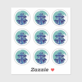 Festive Blue Decorated KerstTree Sticker Pack