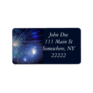 Festive Blue Fireworks Etiket