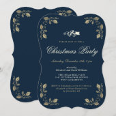 Festive Blue Gold kerstfeestdag Kaart (Voorkant / Achterkant)