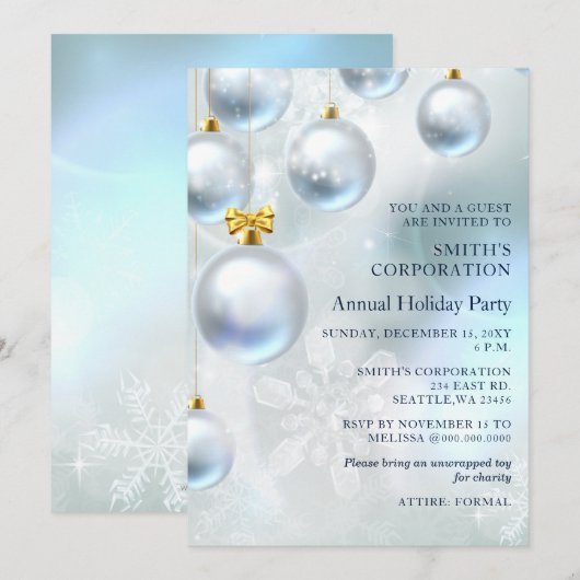 Festive Blue Kerstmis Corporate Holiday in Kaart (Voorkant / Achterkant)