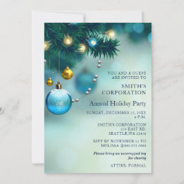 Festive Blue Kerstmis Corporate Holiday Party Kaart