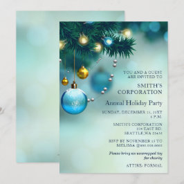 Festive Blue Kerstmis Corporate Holiday Party Kaart