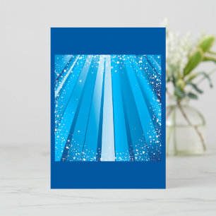 Festive Blue Light Rays-uitnodigingen Kaart