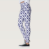 Festive blue polka-stippen op wit leggings (Links)