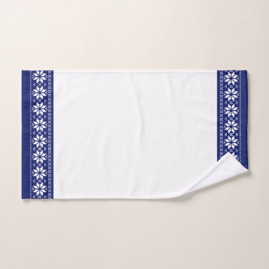 Festive Blue Scandinavian Pattern Kerstmis Bad Handdoek (Handdoek)