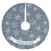 Festive Blue Snowflake-kerstfamilienaam Kerstboom Rok (Voorkant)