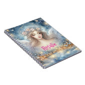 Festive Blue Watercolor Ethereal Frost Snow Angel Notitieboek (Rechterzijde)