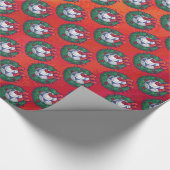 Festive Blue, White Voetbal Pattern op Red Cadeaupapier (Hoek)