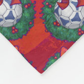 Festive Blue, White Voetbal Pattern op Red Fleece Deken (Hoek)