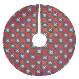 Festive Blue, White Voetbal Pattern op Red Kerstboom Rok