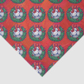 Festive Blue, White Voetbal Pattern op Red Tissuepapier (Detail)