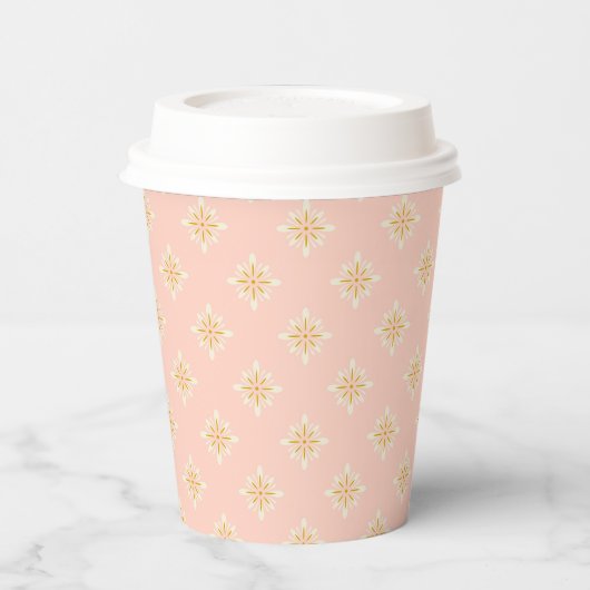 Festive Blush Pink and Gold Diamond Paper cup Papieren Bekers (Links)