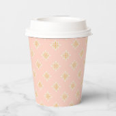 Festive Blush Pink and Gold Diamond Paper cup Papieren Bekers (Achterkant)