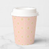 Festive Blush Pink and Gold Diamond Paper cup Papieren Bekers (Rechts)