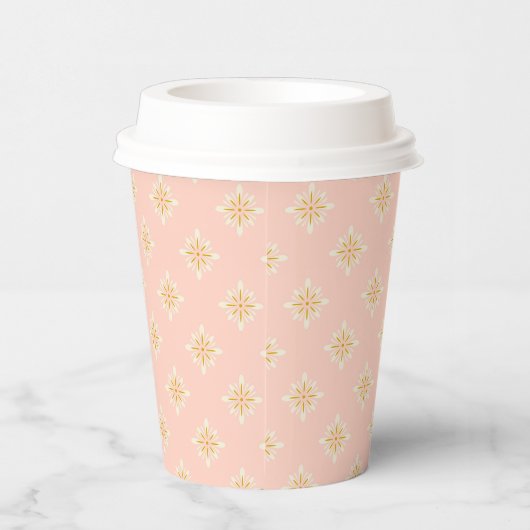 Festive Blush Pink and Gold Diamond Paper cup Papieren Bekers (Rechts)