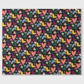Festive Blush Red Pink Blue Green Heart Patroon Cadeaupapier (Vlak)