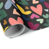 Festive Blush Red Pink Blue Green Heart Patroon Cadeaupapier (Rol Hoek)