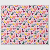 Festive Blush Red Pink Blue Green Heart Patroon Cadeaupapier (Vlak)