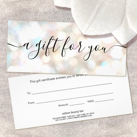 Festive Bokeh Glitter Script Cadeaucertificaat Reclamekaart