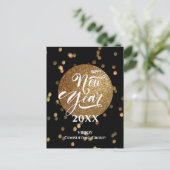 Festive Bokeh Gold Confetti Elegant Black Business Briefkaart (Staand voorkant)