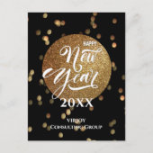Festive Bokeh Gold Confetti Elegant Black Business Briefkaart (Voorkant)