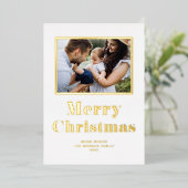 Festive Bold Typography Merry Kerstfoto Folie Feestdagenkaart (Staand Voorkant)