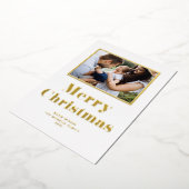 Festive Bold Typography Merry Kerstfoto Folie Feestdagenkaart (Gedraaid)