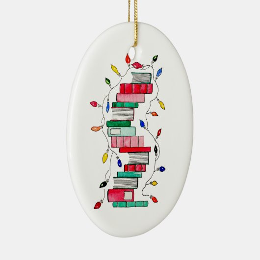 Festive Book Stack Keramisch Ornament (Rechts)