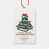 Festive Bookworm Readin’ Around the Christmas Tree Cadeaulabel (Voorkant)
