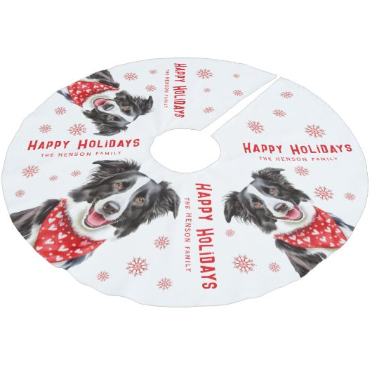 Festive Border Collie Red Heart Bandana Christmas Kerstboom Rok (Gekanteld)