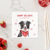 Festive Border Collie Red Heart Bandana Christmas Servet (Insitu)