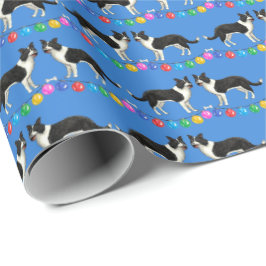 Festive Border Collies Wrapping Paper Cadeaupapier