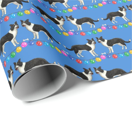Festive Border Collies Wrapping Paper Cadeaupapier (Rol Hoek)