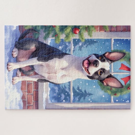 Festive Boston Terrier Christmas Art Legpuzzel (Horizontaal)