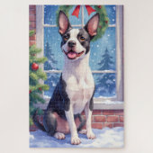 Festive Boston Terrier Christmas Art Legpuzzel (Verticaal)