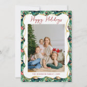 Festive Botanical Greenery Pattern Christmas Photo Feestdagenkaart (Voorkant)
