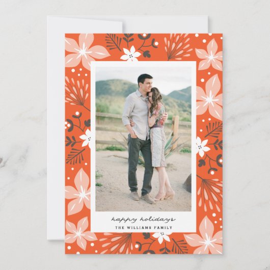 Festive Botanical Holiday Photo Card Feestdagenkaart (Voorkant)
