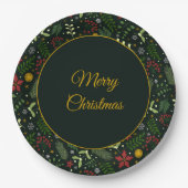 Festive Botanical Merry Christmas Plate  Papieren Bordje (Voorkant)