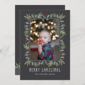 Festive Botanical Merry-kerstfotokaart Feestdagenkaart (Voorkant / Achterkant)
