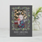 Festive Botanical Merry-kerstfotokaart Feestdagenkaart (Staand voorkant)