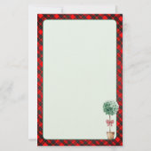 Festive Botanical Rustic Christmas Red Green Plaid Briefpapier (Achterkant)