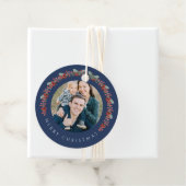 Festive Botanical Wreath Photo Christmas Bedankjes Labels (In situ)