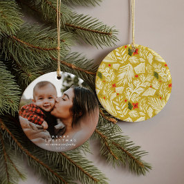 Festive Botanische Foto Keramisch Ornament